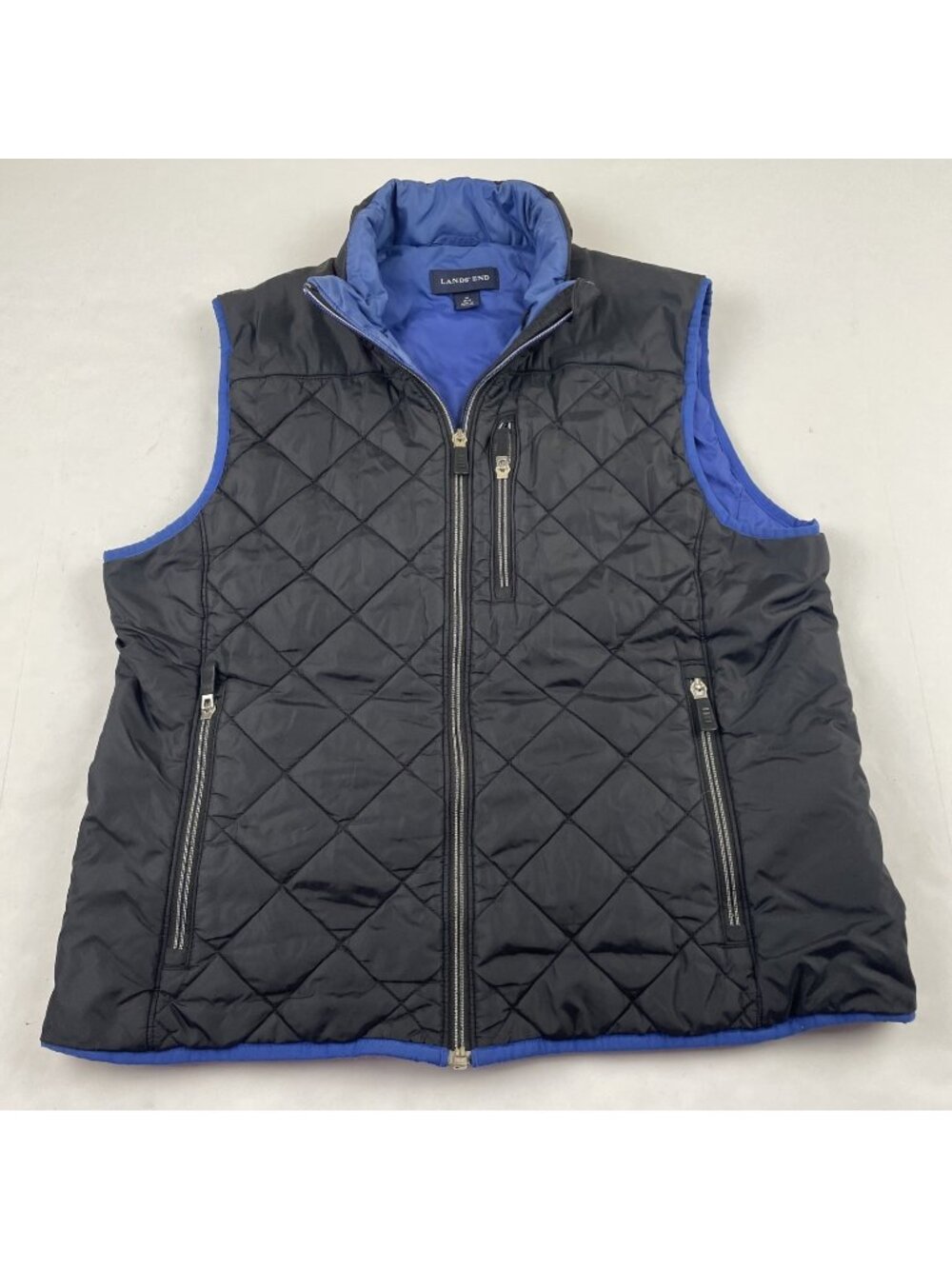Lands End Diamond Quilted Full Zip Vest Women's M 10-12 Primaloft Insulation